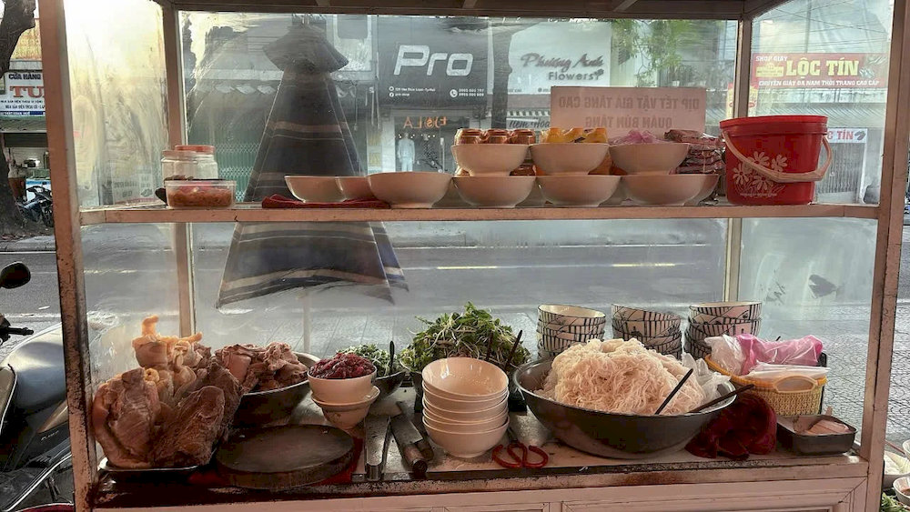 The counter offers a variety of toppings, making it easy for customers to choose their preferred options